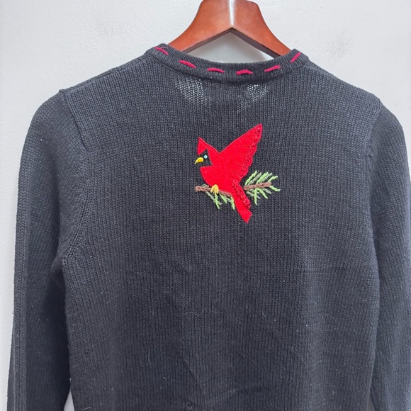 Vintage 1990s Knit Bird Pine Tree Graphic Cardigan Sweater Button Up Size Small - Picture 14 of 16